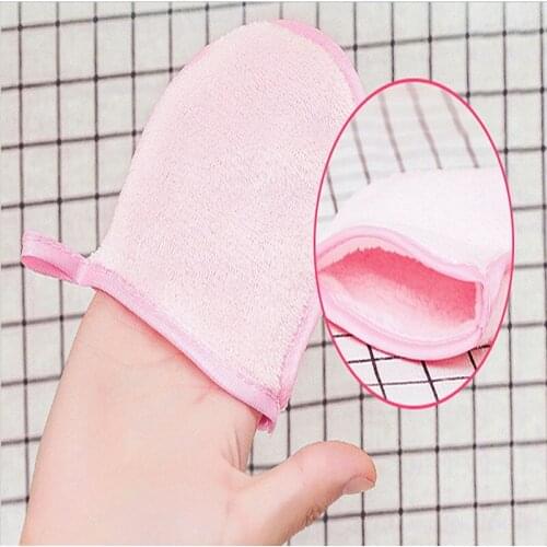 1pcs New Soft Comfortable Makeup Remover Gloves Puff Reusable Microfiber Fabric Solid Clean The Dirt Towels Powder Makeup Tools