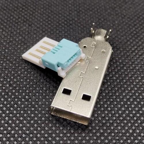 10set 2 IN 1 USB-A Male Plug Solderless long type metal shell press wire type USB male connector