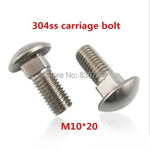 10pcs a2 70 304 stainless steel carriage bolt m10*20