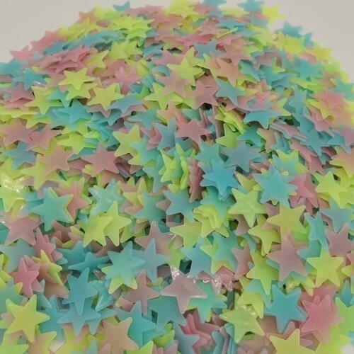 100pcs 3D Stars Glow In The Dark Wall Stickers Luminous Fluorescent Wall Stickers for Kids Baby Room Bedroom Ceiling Home Decor