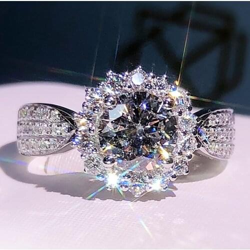 10K Au417 White Gold Women Wedding Party Engagement Ring 1 2 3 4 5 Carat Round 3 Rows Moissanite Diamond Ring Trendy Classic