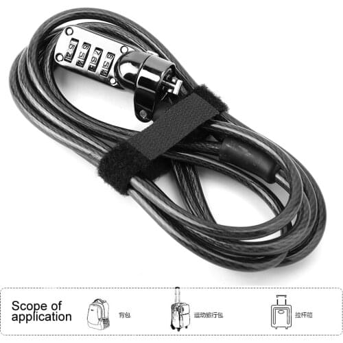 2m/6.6ft 4 Digit Combination Computer Laptop Steel Wire Coded Lock Security Anti-Theft Lock Device