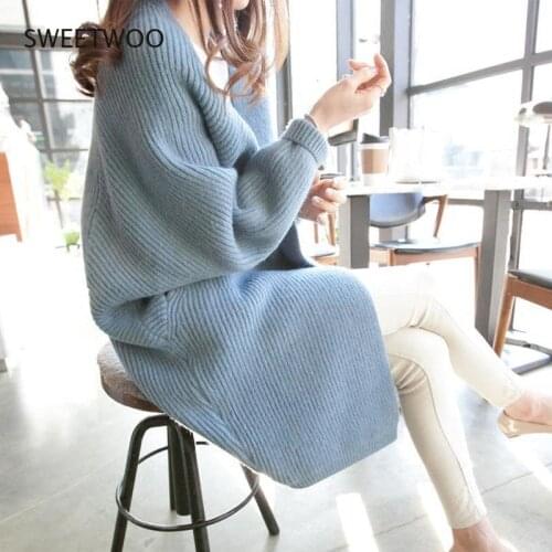 2021 Long Cardigan Women Sweater Autumn Winter Bat Sleeve Knitted Sweater Plus Size Jacket Loose Ladies Sweaters Cardigans 3Xl