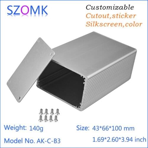 4 Pcs/lot Hardshell Cases Silver Color With Sandblast Hanger Enclosure 43(h)x66(w)x100(l)mm Desktop Housing For Electronics