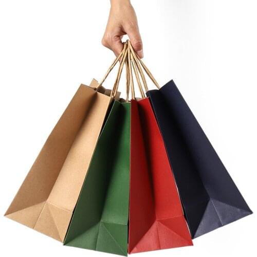 5-20PCS/Lot Kraft Paper Gift Bag With Handle 31.5*26*11cm Wedding Birthday Party Gift Package Bags Christmas New Year Wholesale