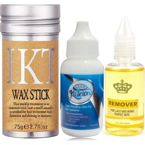 75g Hair Wax Stick+38ml (1.3oz)Lace Wig Glue Hair Bonding +30ml Remover Wig Kits For Tape Toupee Lace Frontal Closure bobo wigs