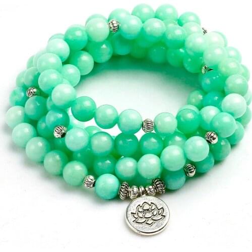 8mm Green Chalcedony Charm Bracelet Bead Multilayer Bracelet for Men and Women Energy Meditation Healing Bangle Yoga Jewelry