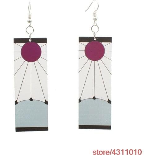 Anime Demon Slayer Cosplay Props drop dangle Earring Kimetsu No Yaiba Kamado Tanjirou Pendant earring women men Jewelry charm