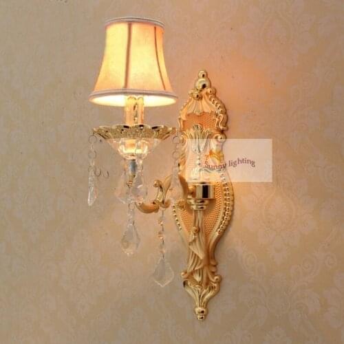 1 pcs star hotel bedside wall sconce led mirror wall lamps cloth lampshade gold modern bedroom wall Lights study reading light