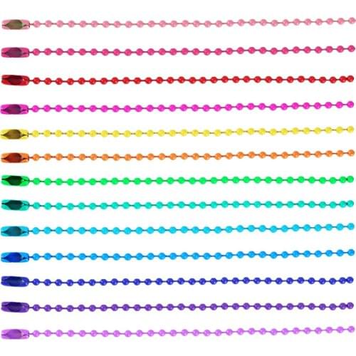 20pcs/lot 12CM Length Colorful Ball Bead Chains Fits KeyRing/Key Chain/Dolls/Label Hand Tag Connector DIY Jewelry Making