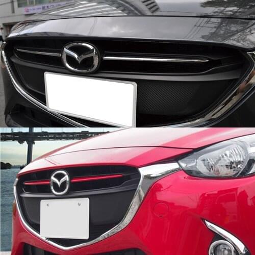ABS chrome Front grille decoration cover trim stickers case for Mazda 2 Demio 2015 2016 2017 DJ DL Mazda2 Hatchback accessories