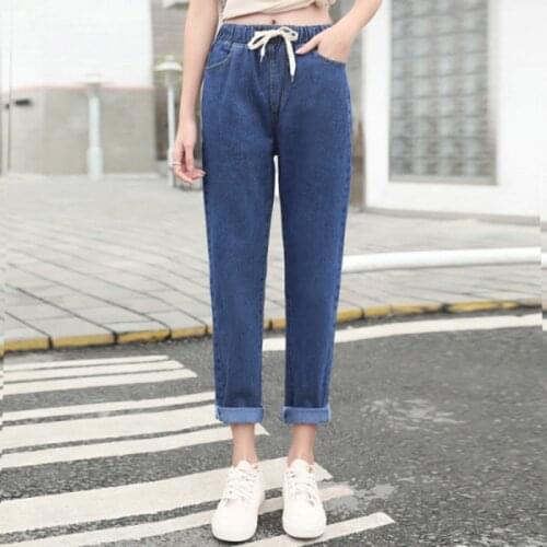 Womens jeans 2020 spring and summer autumn elastic band casual trousers High Waist Straight Skinny Work Commuter Jeans