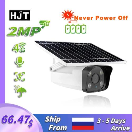 HJT WIFI Solar IP Camera HD 1080P Long Standby IR Night Vision Two-way Audio Outdoor Wireless Camera TF Card Human Detection