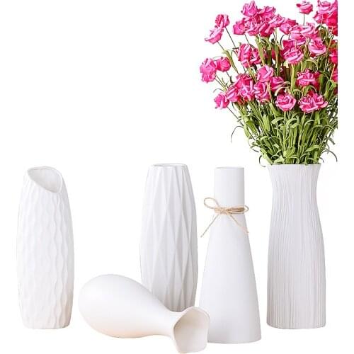 Indoor Drawing Room Desktop Decor Hydroponic Plant Small Vase Ceramic Brief Ikebana Flower Bottle Art Flower Pot home decoration