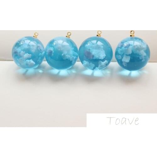 2pcs/lot Blue Sky and White Clouds Resin round Pendant DIY Earrings Necklace Material Accessories