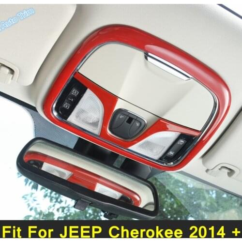 Lapetus For JEEP Cherokee 2014 2015 2016 2017 ABS Auto Styling Front Roof Reading Dome Light Lamp Frame Cover Trim 2 Pcs / Set