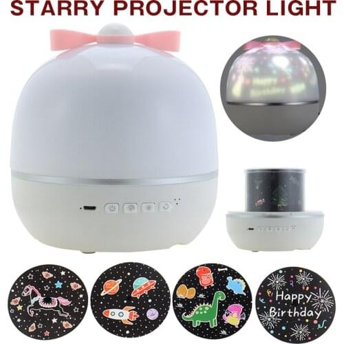 Mayitr 3 Modes with 6 Film LED Lamp Projector Moon Night Light LED Rotating Projection lamp Starry Sky Romantic Night Light