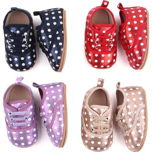Fashion Brand Baby Girl Tenis Toddler Soft Rubber Sole Sneakers Shoes for 1 Year Infant Leather Dots Dress Shoe Newborn Footwear