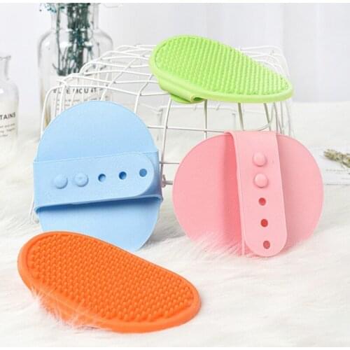 Pet Cleaning Bath Brush Breathable Silicone Massage Comb Cute Pet Bath Comb Soft Rubber Gloves Adjustable Buckle Brush
