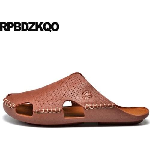 Native closed toe brown mules white shoes mens sandals 2019 summer outdoor designer leather slides slip on slippers soft fashion