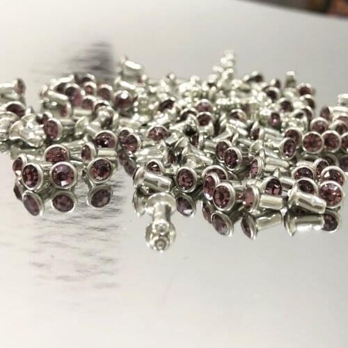 New Coming DIY 100PCS 4MM CZ++ Light Purple Crystal Rivets Leather Craft Punk Studs Fit Leather-Craft DIY Making Shipping Free