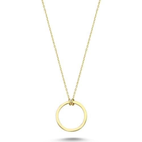 14k (585) Gold Mini Ring Circle Necklace