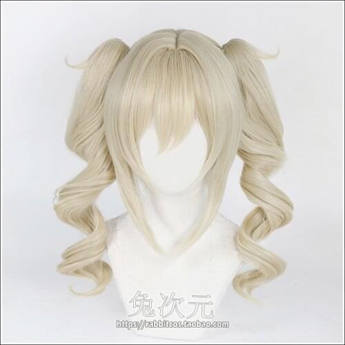 Genshin Impact Barbara Cosplay Wig Ash Brown Long Curly Twin Ponytails Heat Resistant Hair Wigs + Wig Cap