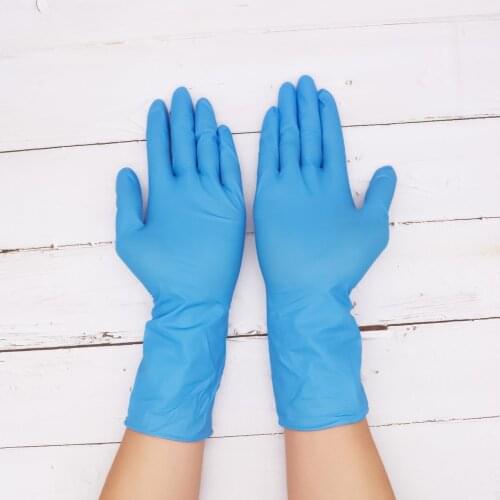 50pcs Disposable Gloves White Nitrile Rubber Latex Gloves Food Laboratory Cleaning Plastic 12 Inch Long Thick Durable Gloves