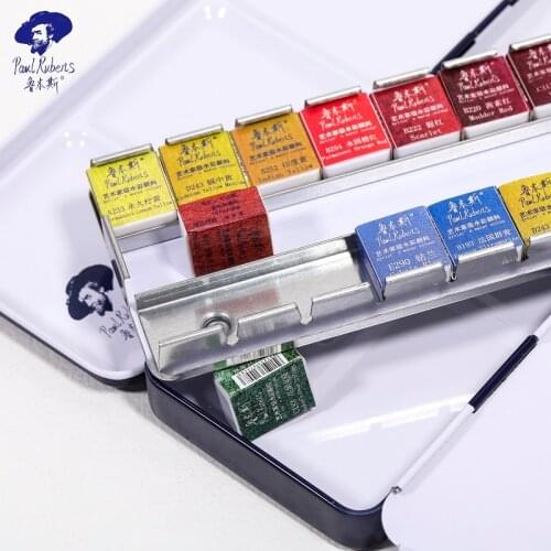 Official Paul Rubens Upgraded Solid Watercolor Set 12/24/48 Colors Portable for Art Students Pigment for Beginner