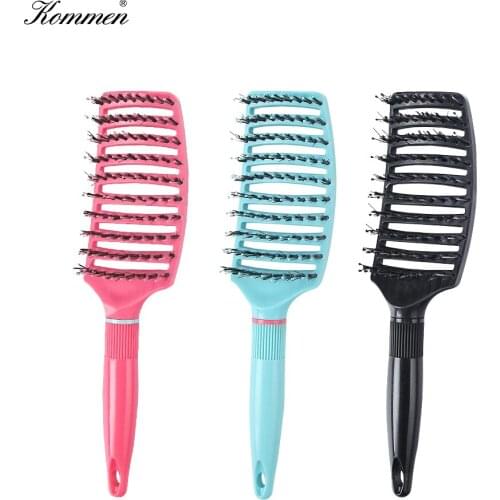 Hairstyling Detangler Comb,Bristle&Nylon Comb Teeth,Haircare Scalp Massage,Gap Design Hairbrush Barber Accessory,Modelling Comb