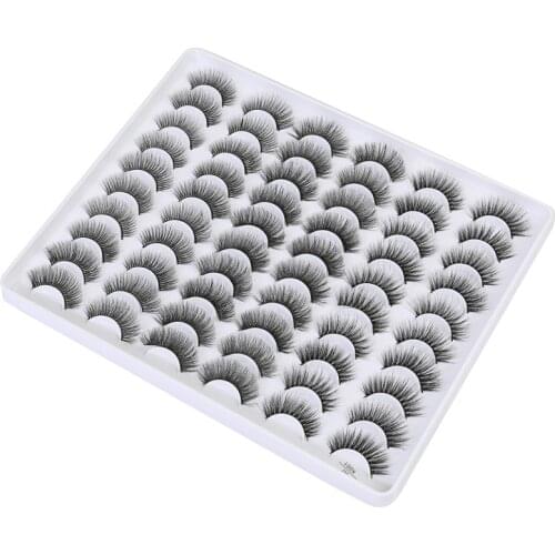 QUXINHAO 30 pairs Mink Lashes Cruelty free Thick Cross Soft Faux Cils Eyelashes Fluffy 6D Lashes Makeup Eyelash