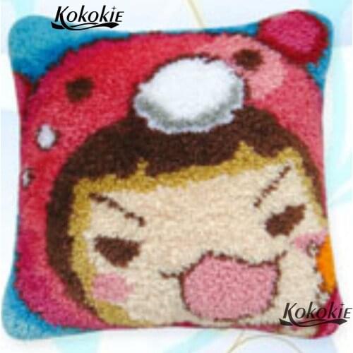 DIY carpet Needlework Crocheting Throw Pillow Unfinished Yarn Embroidery Pillowcase cartoon Latch Hook Cushion Kits