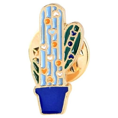 Chic Enamel Blue Cup Colored Fairy Tree Brooches Pin Plant Potted Brooch Women Girl Jewelry Button Denim Jacket Collar Bijoux