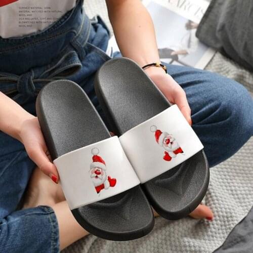 Indoor Slippers Women Christmas Slippers Lovely Santa Claus Flip Flops Cartoon Slippers Beach Slipper Open Toe Summer Slides