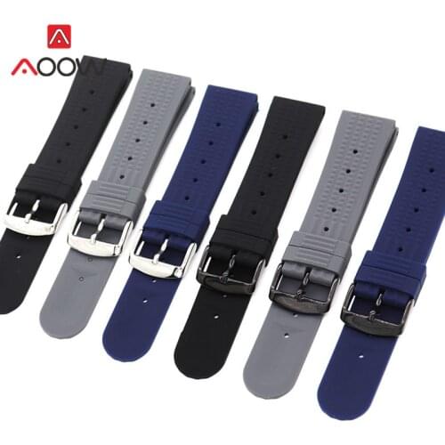 20mm 22mm Silicone Sport Strap Diving Waterproof Rubber Men Replacement Bracelet Belt Band Watch Accessories for Seiko 007 Black