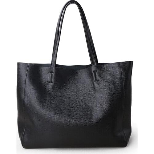 Female Deluxe Genuine Cowhide Leather Totes Shoulder Bag Large Capacity Waterproof Shopping HandBag Women Casual Bags Dropship