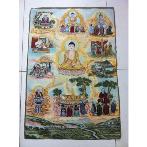 Tibet, silk embroidery thangka of prayer
