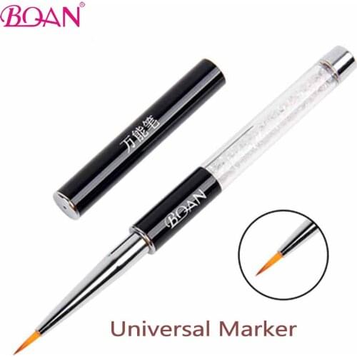 BQAN Universal Nail Brush Crystal Acrylic Nail Art Brushes UV Gel Painting Line Brush Nylon Hair Pen Manicure Nail Liner Tools