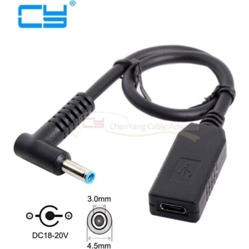 USB 3.1 Type C USB-C to DC 20V 4.5 3.0mm Dell HP Power Plug PD Emulator Trigger Charge Cable for Laptop