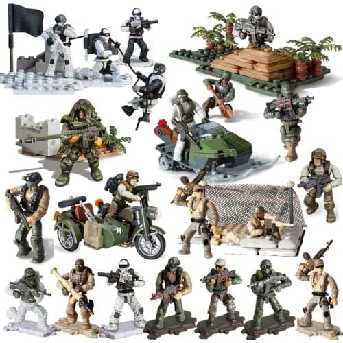 Military Gun Duty Mini SWAT Soldiers Call Army Weapon Holster Model Building Block Brick Kit Figures