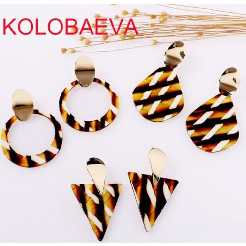 Punk jewelry retro acrylic earrings boho personality statement Korean earrings female pendant fashion golden Christmas earrings