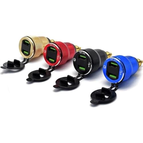 Dual USB Motorcycle Charger Plug Socket Cigarette Lighter Adapter Quick Charge 3.0 LED Display For BMW F800GS R1250GS R1200GS