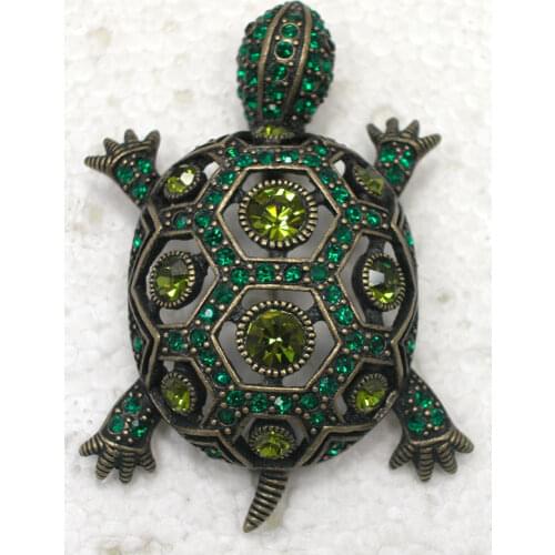 Green Rhinestone brooch Turtles Pin brooches C2026 M4
