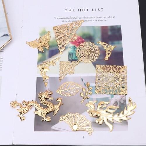 Gold Butterfly Dragon Leaves Epoxy Resin Mold Thin Copper Fillings DIY Jewelry