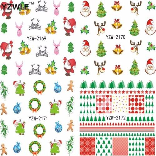 WUF 1 Sheet Christmas Design DIY Decals Nail Art Water Transfer Printing Sticker For Nails