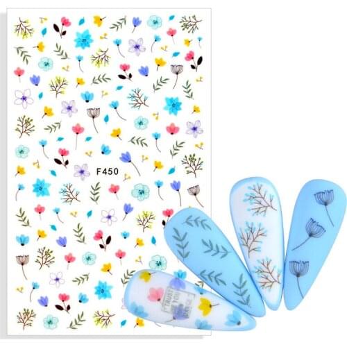 1pcs Cartoon characters plants animals forest flowers small fresh flowers 3D nail stickers Hyuna style nail patch waterproof