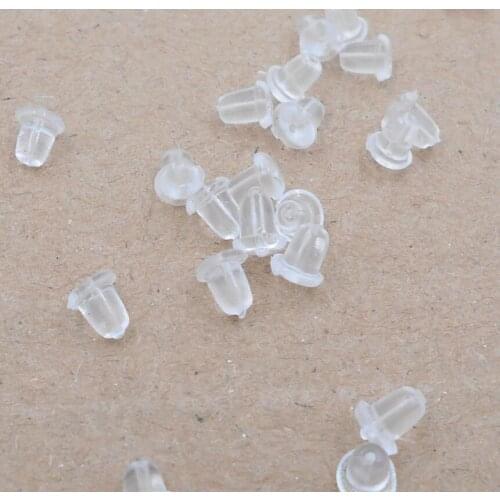 1000pcs/bag Clear Plastic Earwire Earnuts Clutch Bullet Earring Backs Stoppers 4x5mm