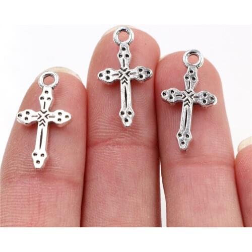21x11mm 30pcs Antique Silver Plated Cross Handmade Charms Pendant:DIY for bracelet necklace-P7-36