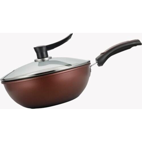 32CM smokeless flat bottom wok set fine iron smokeless non-stick pan