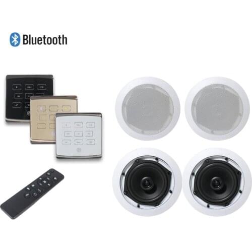 Smart home audio 4 channel wireless wall mounted amplifier with touch key and 4 ceiling speakers,Support USB/SD/AUX/Bluetooth